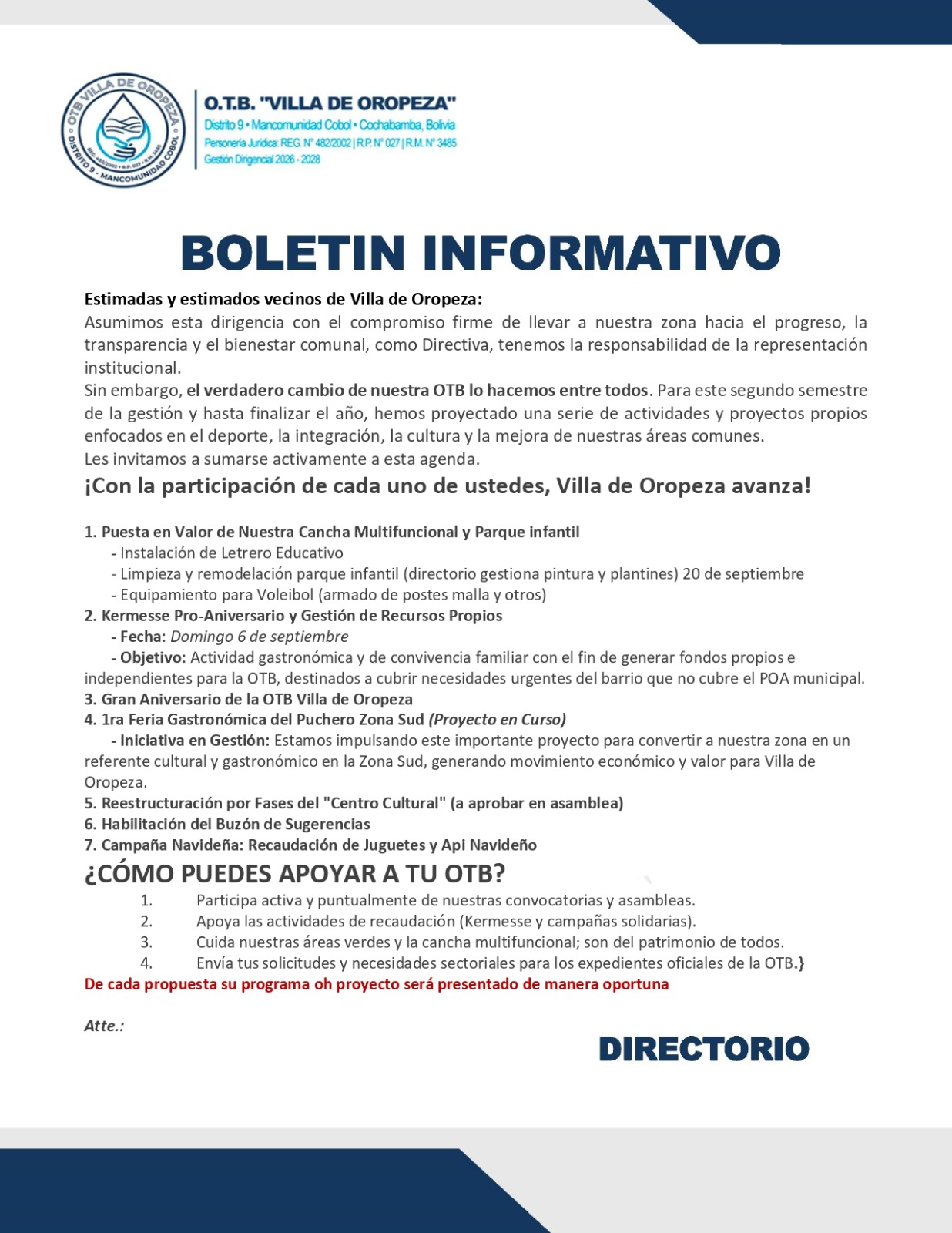 Agenda segundo semestre 001 – 09/08/26